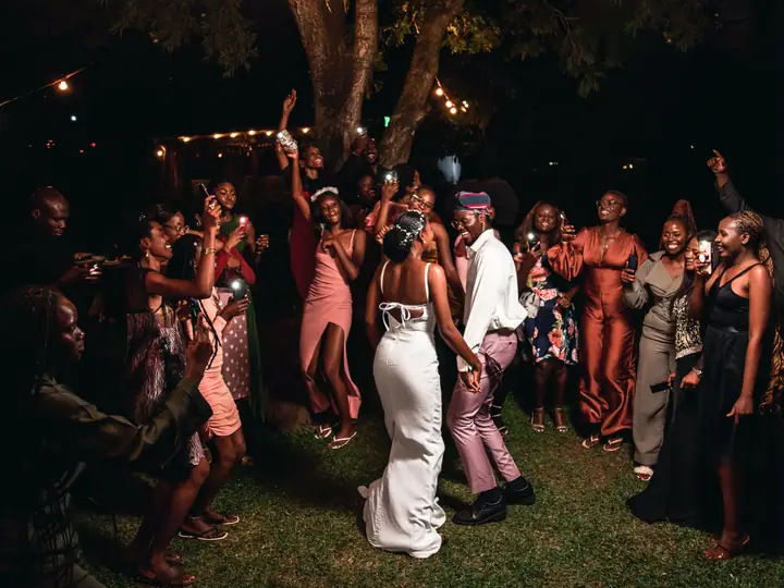 Guests dancing at night
