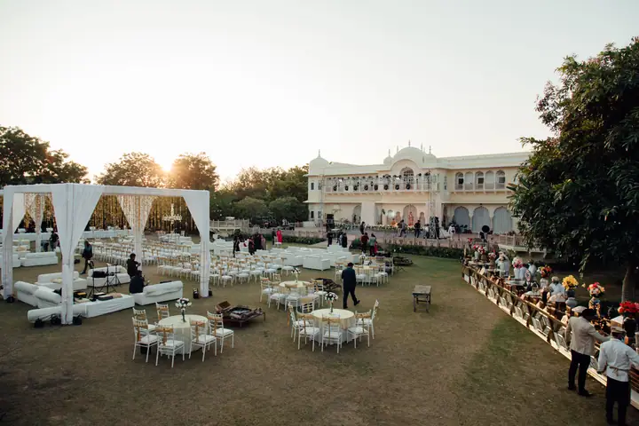 The garden venue at sunset
